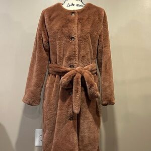 Chelsea & Violet Fuzzy Button Down Self Tie Robe Lounging Jacket